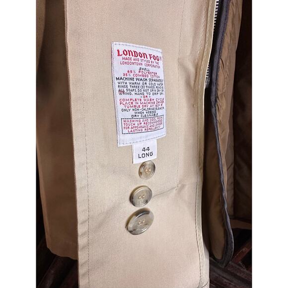 London Fog Trench Coat 44 Long Double Breasted Liner Heavy Warm Lined Vintage - Picture 4 of 7